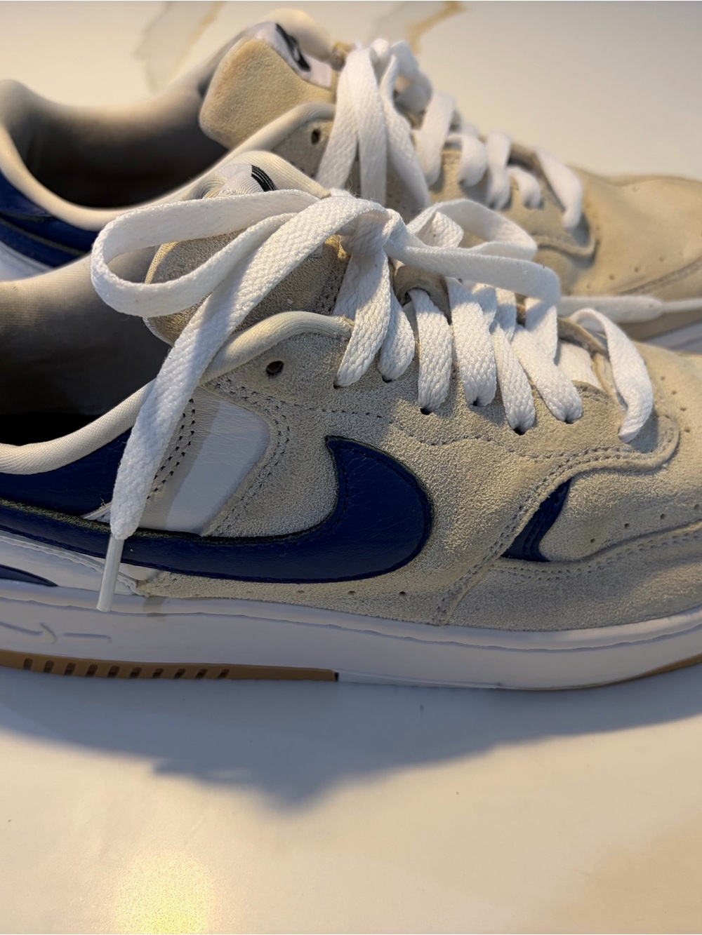 Nike Low-Top Suede Sneakers in Beige and Navy size 7.5 women